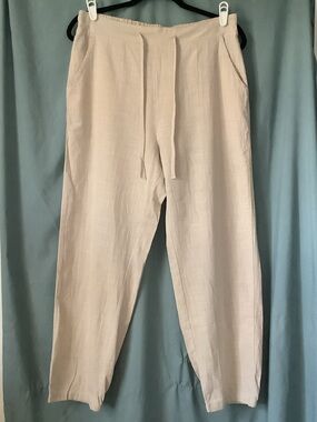 NWOT IXIMO Women's Linen Khaki Drawstring Pants